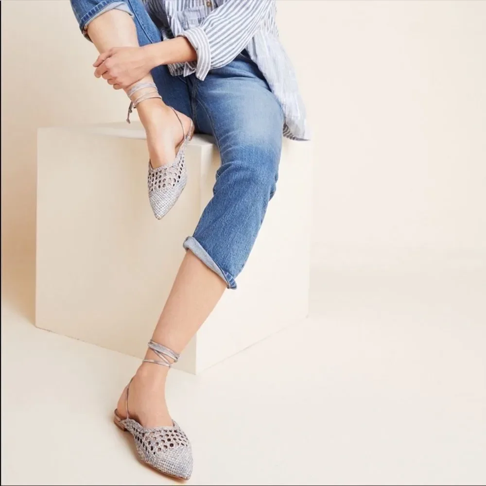 NWOB Anthropologie Marino Ankle-Tie Flats Size 7.5